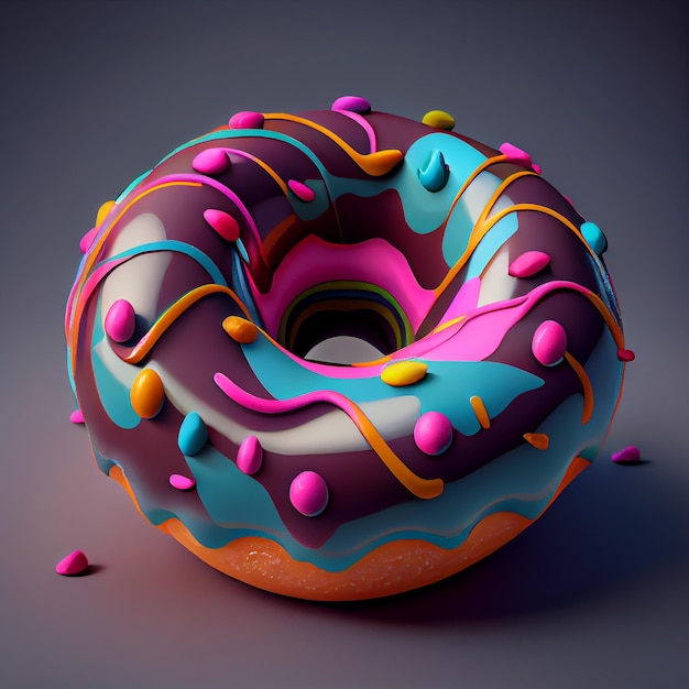 Donut minimal illustration Symbol in 3D rendering