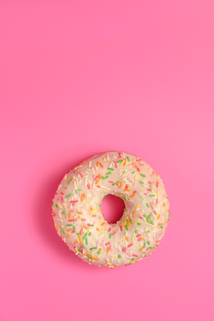 Donut on pink background