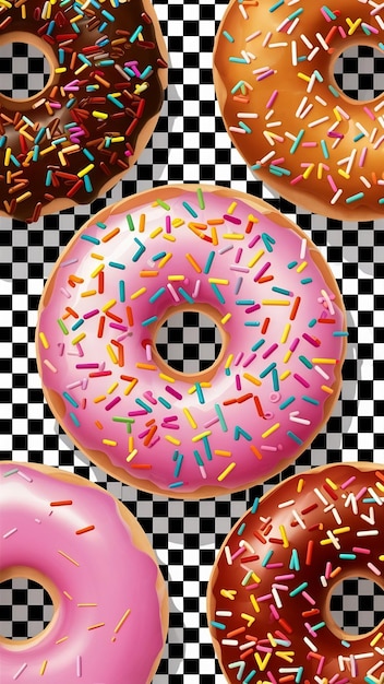 donut top view lay flat on transparency background PNG