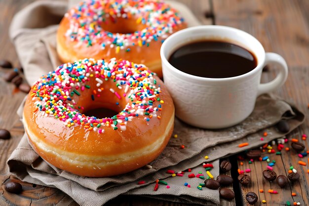 Donut with black coffee