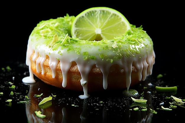 Photo donut with bright green icing and lime zest donut photos 385jpg