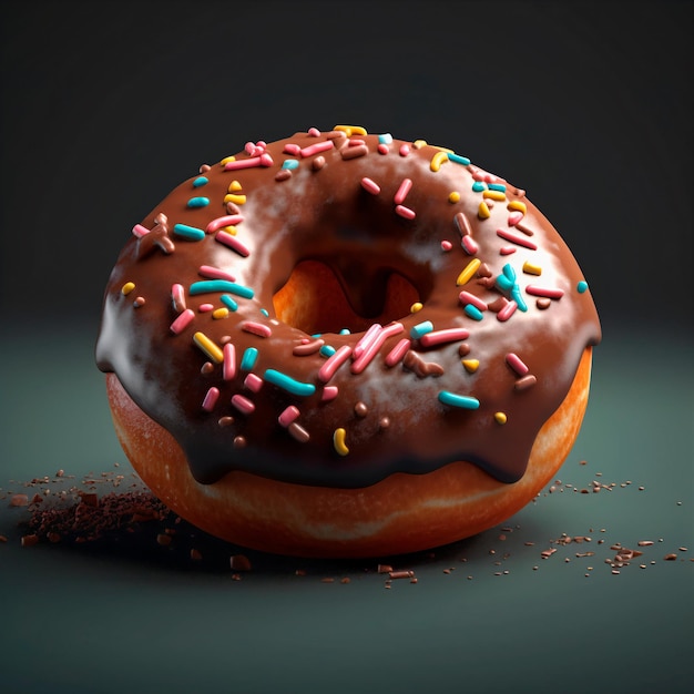 A donut with chocolate frosting and sprinkles on it