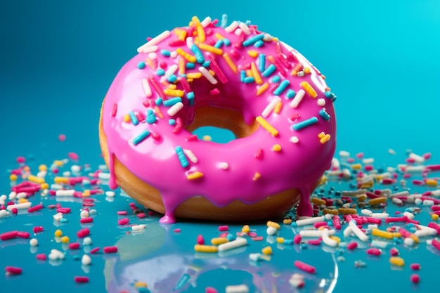 Photo donut with colorful icing and confetti sprinkles donut photos 670jpg