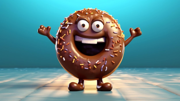 A donut with a funny face and a happy face.