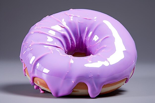 Donut with a glossy mirror glaze in shades of purp