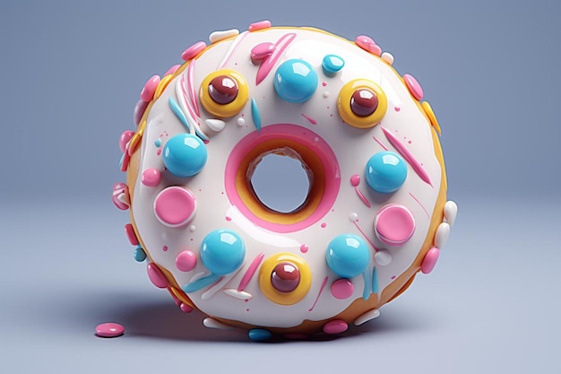 Donut with a layer of vanilla glaze and colorful c