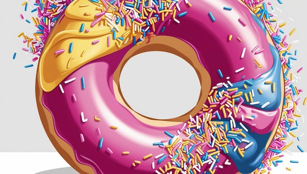 Photo donut with swirling icing and colorful sprinkles