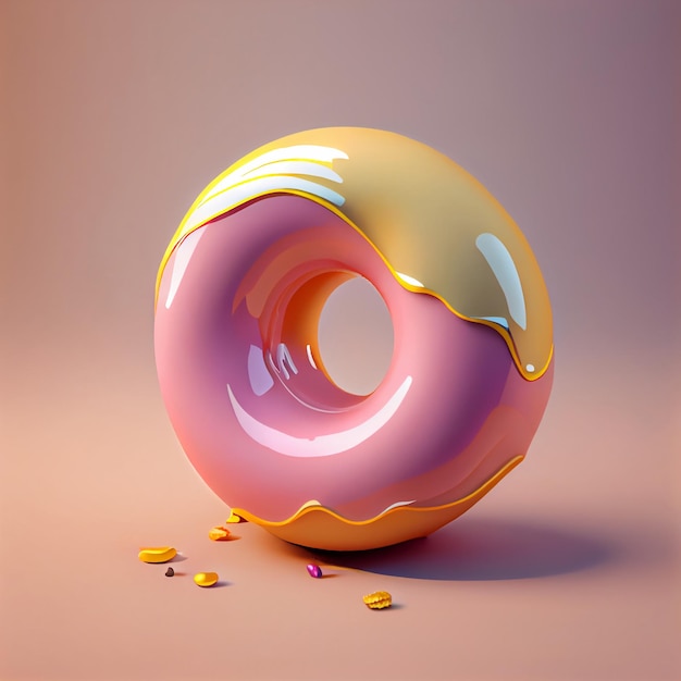 Donuts 3D style Donuts composition vibrant colors and shapes Abstract isolated background scene