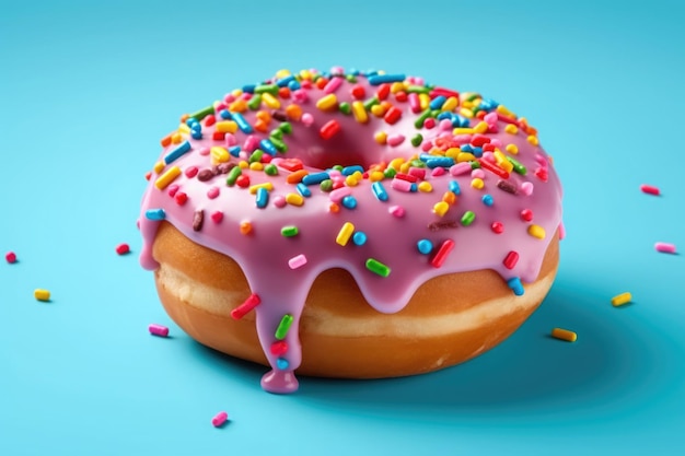 Donuts on bluebackground Generative AI