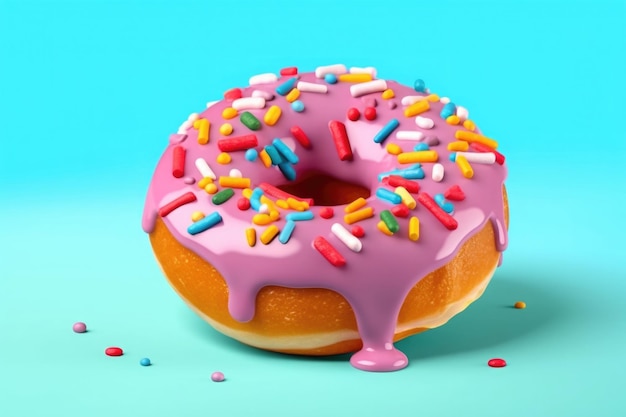 Donuts on bluebackground Generative AI