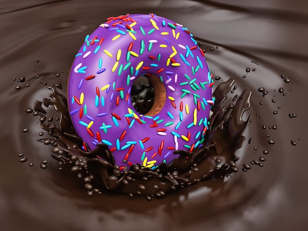 Donuts and chocolate splashes