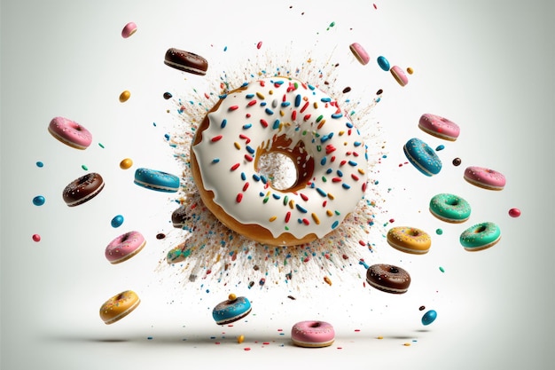 Donuts crash white background Made by AIArtificial intelligence