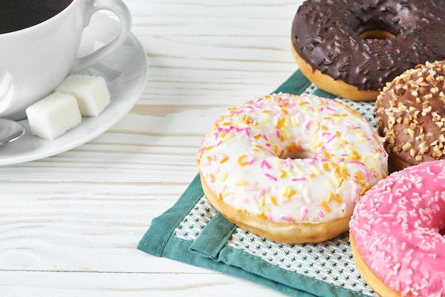 Donuts and cup of coffee