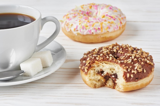 Donuts and cup of coffee