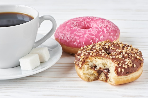 Donuts and cup of coffee