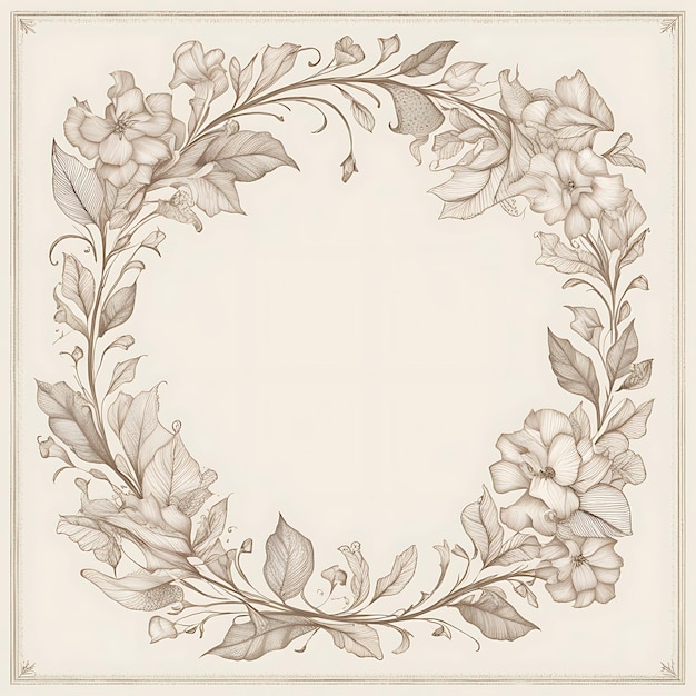 doodle art decorated floral frame high resolution with minimal border vintage art