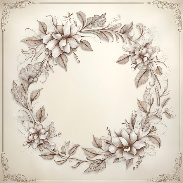 doodle art decorated floral frame high resolution with minimal border vintage art