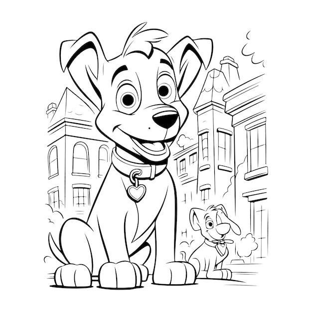 doodle cartoon dog art drawing coloring page generative ai