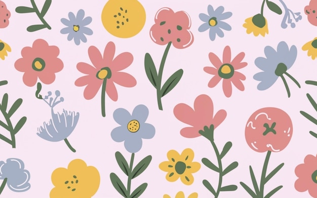 Doodle Floral Whimsy Pastel Background