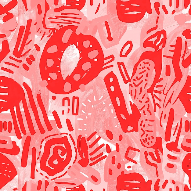 Photo doodle pattern in red color for background social media packaging industry and digital media