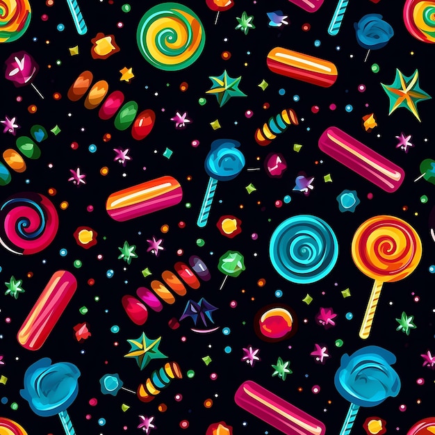 Doodle pattern of sweets and candy