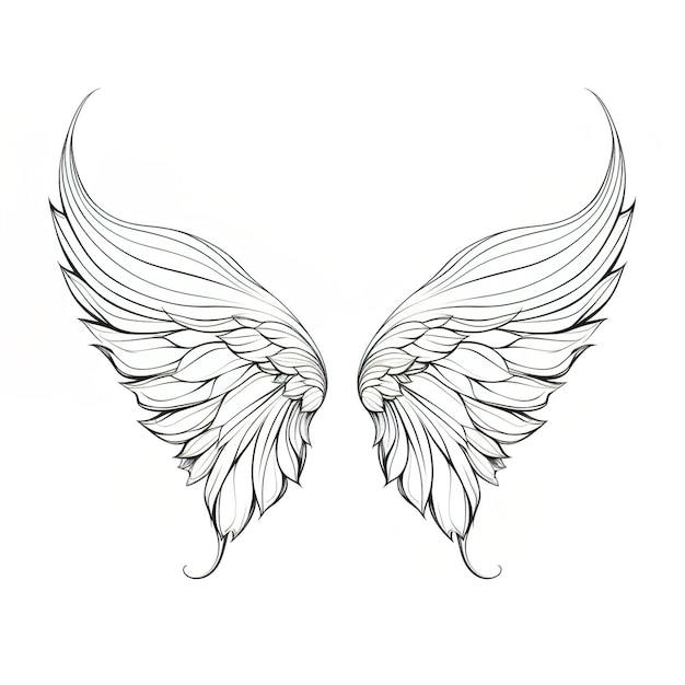 Doodle sketch style of abstract wings cartoon hand drawn illustration for concept design