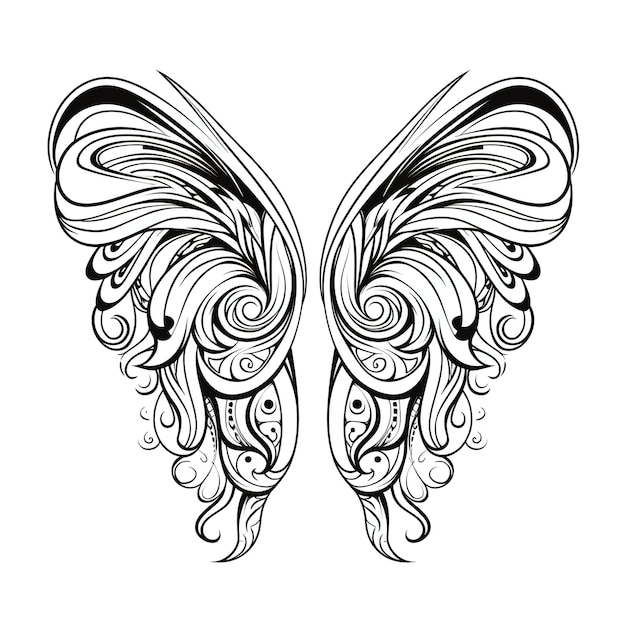 Doodle sketch style of abstract wings cartoon hand drawn illustration for concept design