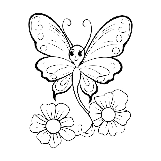 doodle style butterfly hand drawn coloring page illustration generative ai