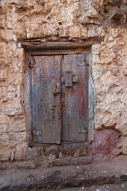 The door in AlMahwit village in mountains Yemen