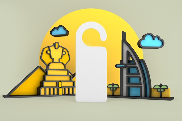 Door Hanger Travel Front Side In Yellow Background