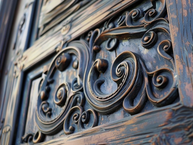 The door has a very ornate design with a lot of detail