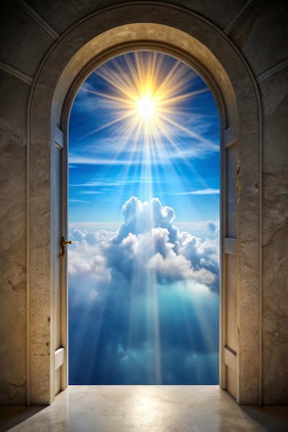 Photo door to heaven arched passage open to heavens skylight at end of the tunnel light at end of the tunnel door to heaven arched passage open to heavens sky