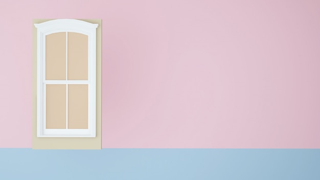 Door Paper art concept Pastel color background -3D rendering