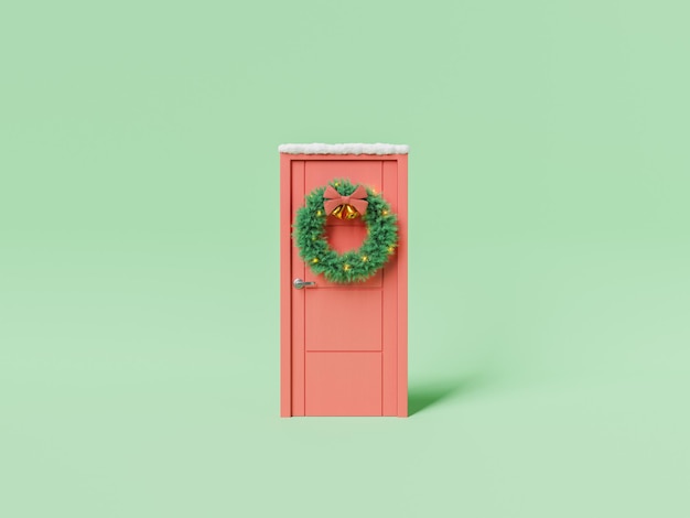 Door with traditional Christmas wreath