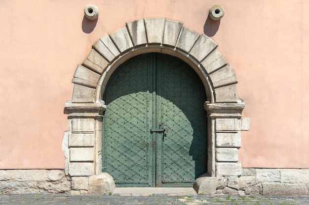 The doors of the city of old Lviv in Ukraine Original authentic doors on the outskirts of Rynok Square in Lviv