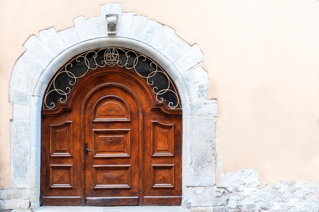 The doors of the city of old Lviv in Ukraine Original authentic doors on the outskirts of Rynok Square in Lviv