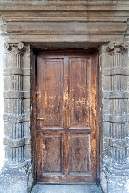 The doors of the city of old Lviv in Ukraine Original authentic doors on the outskirts of Rynok Square in Lviv