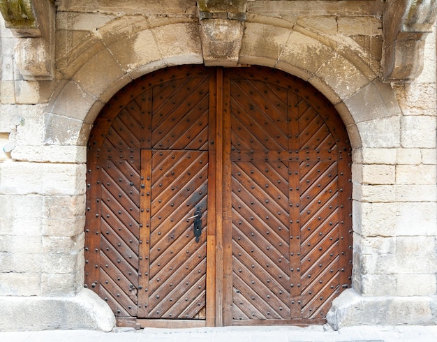 The doors of the city of old Lviv in Ukraine Original authentic doors on the outskirts of Rynok Square in Lviv