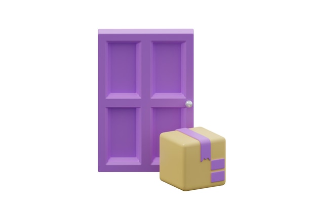 Doorstep Delivery icon isolated white bacground 3d rendering