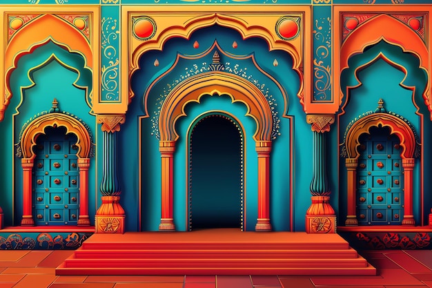 doorway arch diwali indian background concept