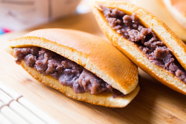 Dorayaki is a type of Japanese sweet that consists of two round-shaped cakes filled with ingredients