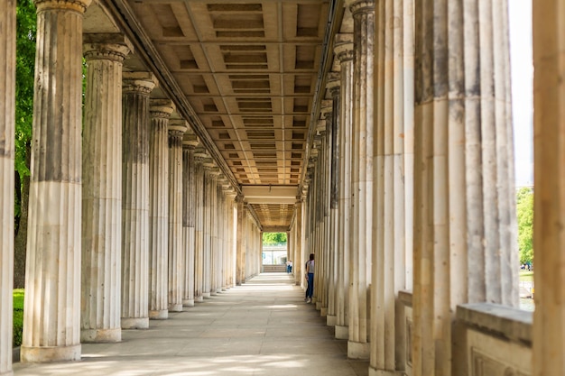 Doric Columns in the Colonnade Courtyard outside the Alte Nationalgalerie on Museum Island in Berlin