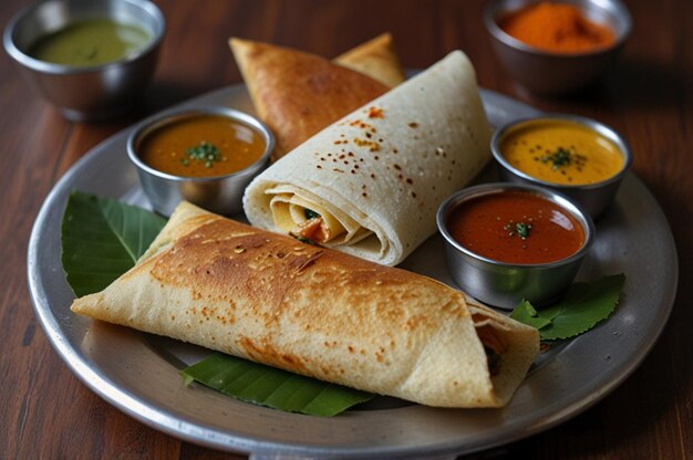 Dosa with different sauces