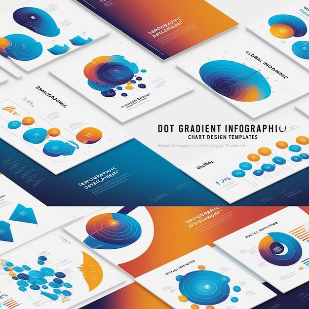 Photo dot gradient infographic chart design template set global demographic development social indicators