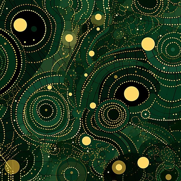 Dots line golden pattern on dark green background Abstract geometric background Abstract Connected points network tech luxury texture Geometric wallpaper