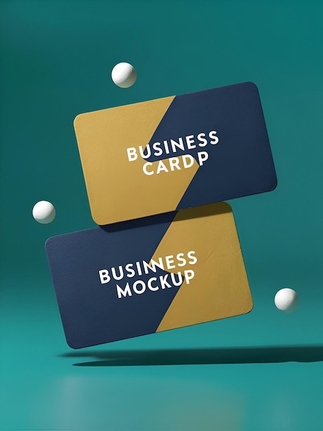 Photo double 3d render business card mockup with solid background color