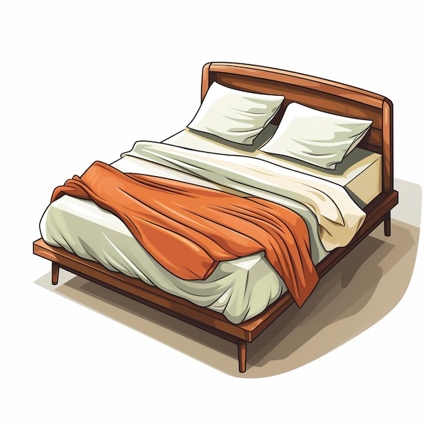 Double bed vector illustration in kawaii anime style cartoon