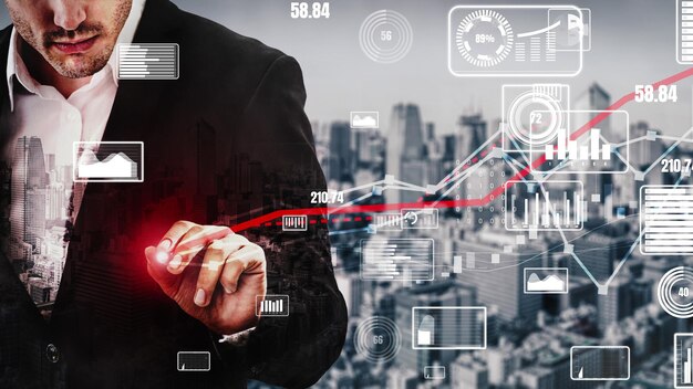 Double Exposure of Business Profit Growth Conceptual