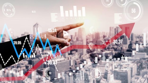 Double Exposure of Business Profit Growth Conceptual