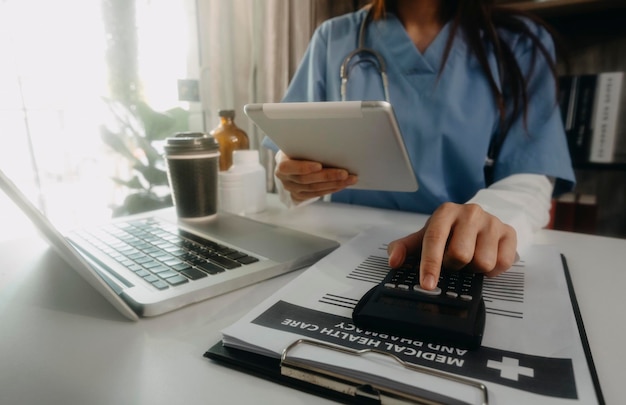 Double exposure of healthcare And Medicine concept Doctor and modern virtual screen interface